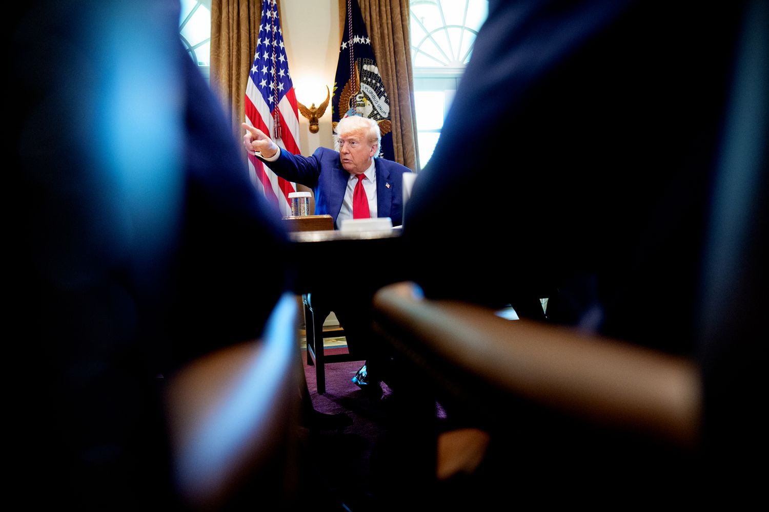 Tariff actions in Trump's first 100 days could affect your finances 3 July 8, 2025 7:28 am Tariff actions in Trump's first 100 days could affect your finances U.S. President Donald Trump takes a question from a reporter during a Cabinet meeting at the White House on April 30, 2025 in Washington, DC.