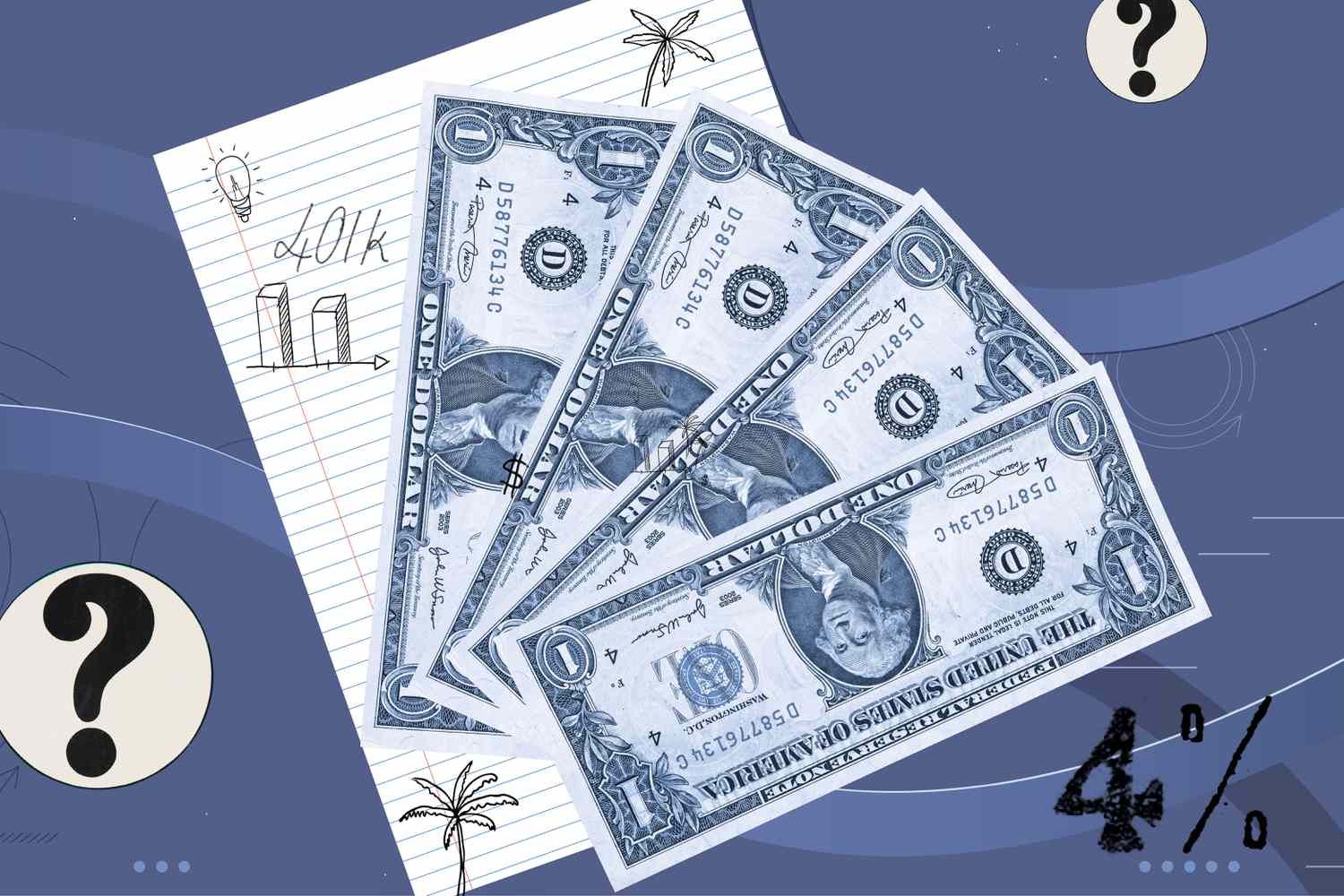 How much money do Americans need to retire? 3 July 27, 2025 9:02 pm How much money do Americans need to retire? Illustration of dollar bills, retirement, 4% and question marks