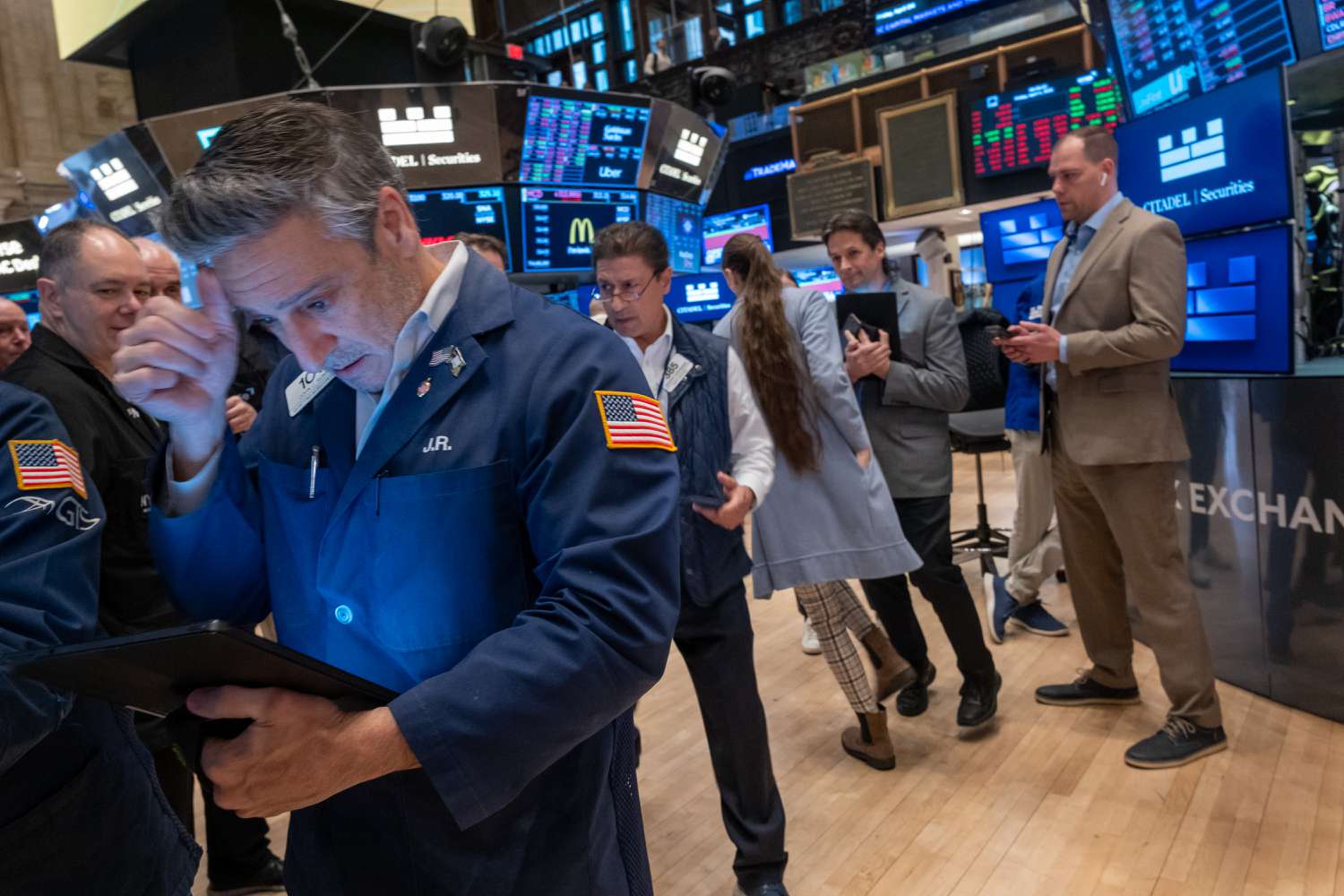 Nvidia, other chip stocks and the tariff-driven escalation continue 3 June 14, 2025 11:02 am Nvidia, other chip stocks and the tariff-driven escalation continue Traders work the floor of the New York Stock Exchange on Friday morning.