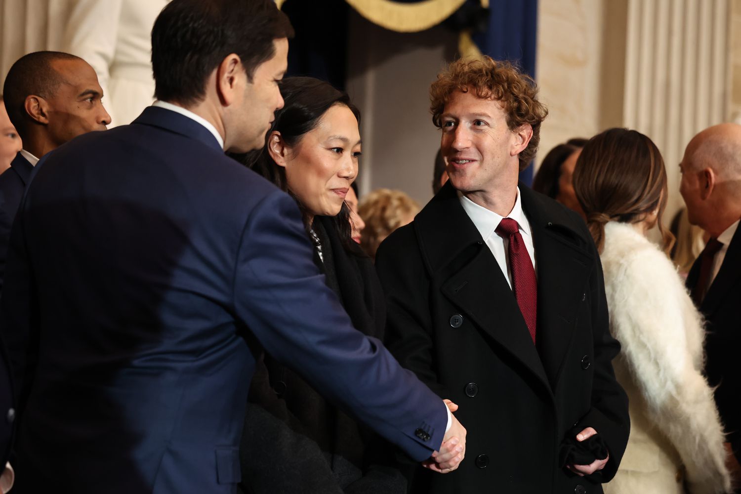 Meta seeks White House assistance in handling EU regulations, report says 3 July 15, 2025 3:36 pm Meta seeks White House assistance in handling EU regulations, report says Mark Zuckerberg shakes hands with Marco Rubio.