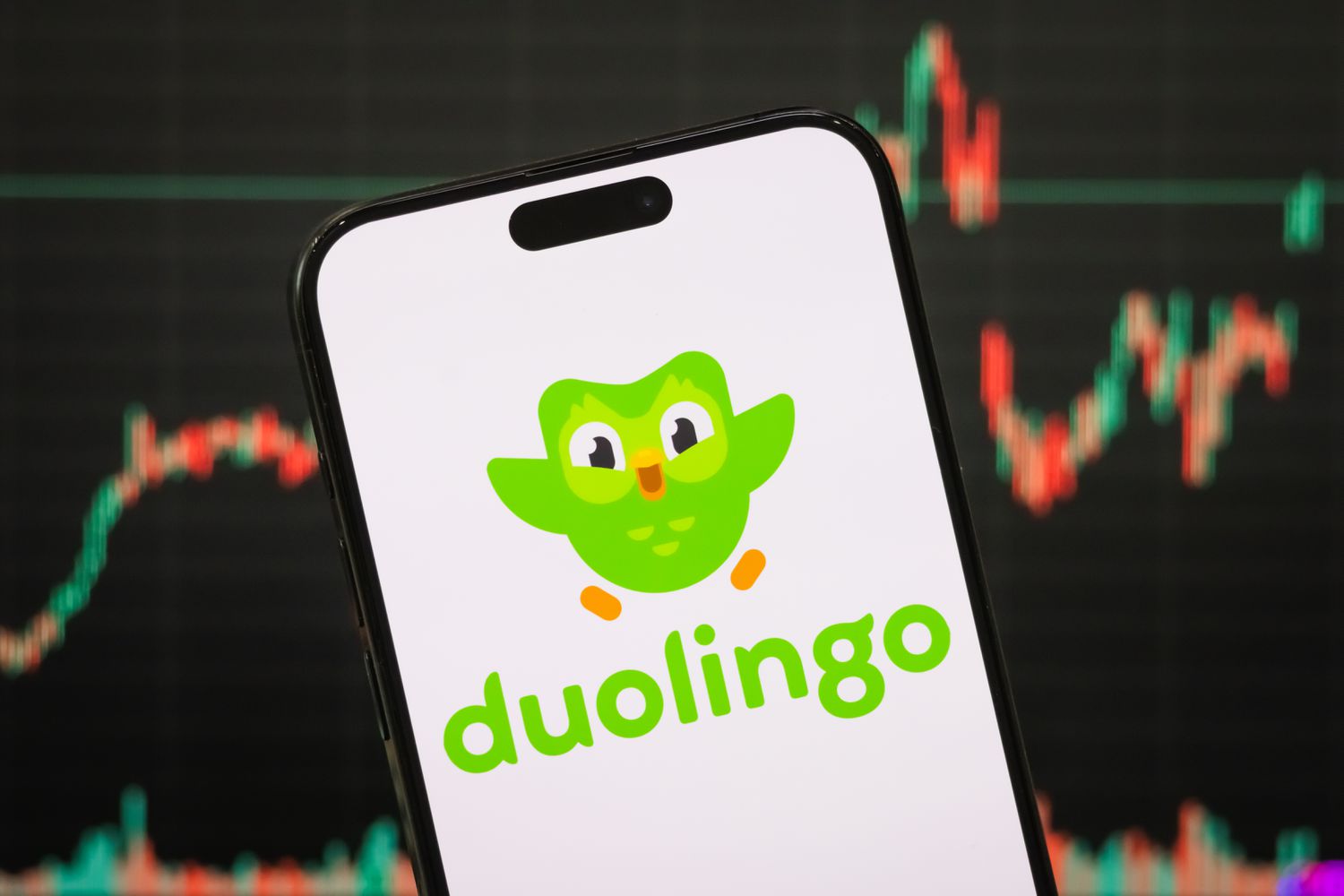 Stock of Duolingo hits all-time high after strong Q1 results 3 June 16, 2025 4:47 pm Stock of Duolingo hits all-time high after strong Q1 results The Duolingo logo is seen on a phone screen, with the company's stock chart in the background.