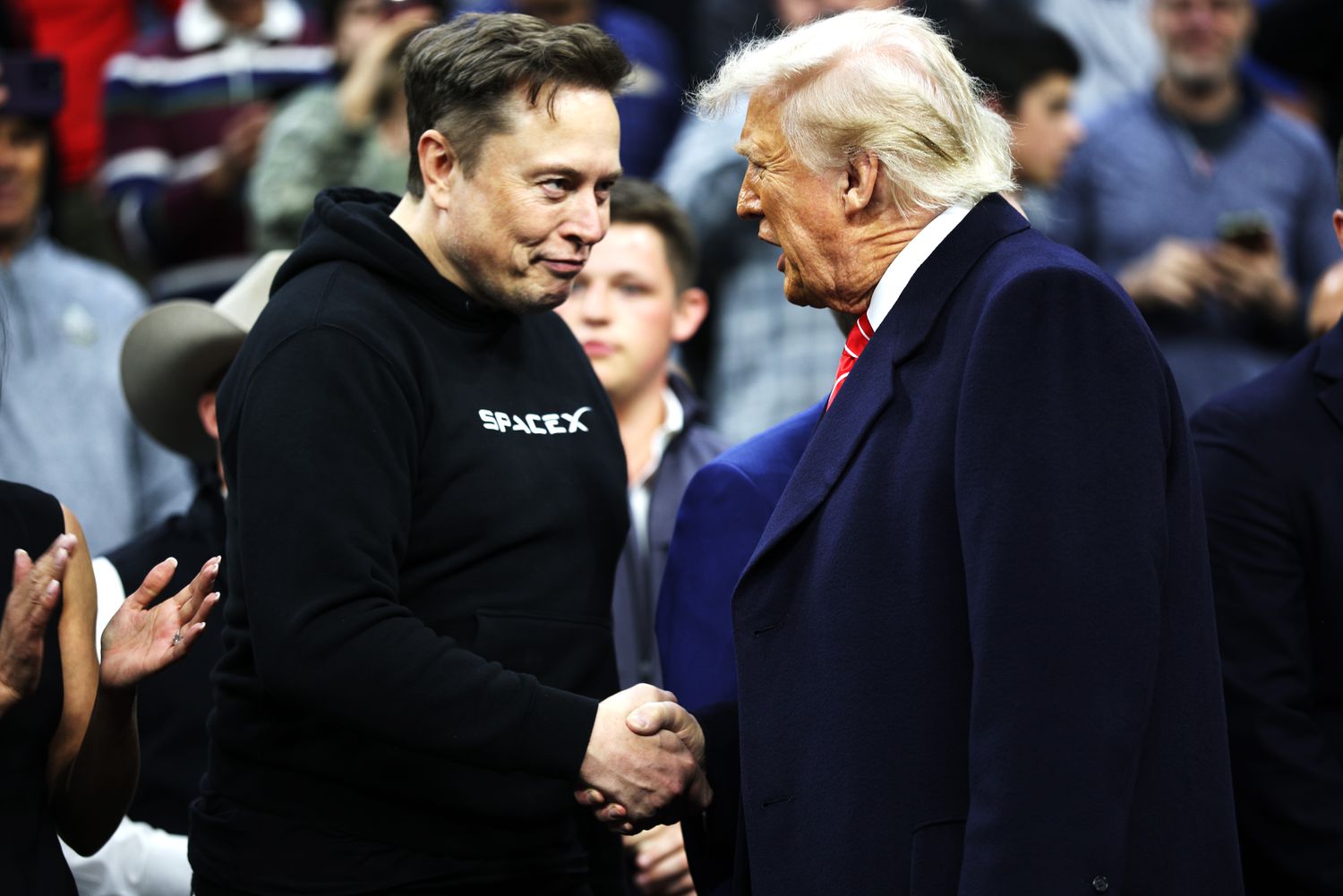 Tesla Stock Rises after Politico Reports Musk Could Soon Leave White House 3 June 14, 2025 11:50 am Tesla Stock Rises after Politico Reports Musk Could Soon Leave White House Elon Musk, left, and Donald Trump in Philadelphia in March.