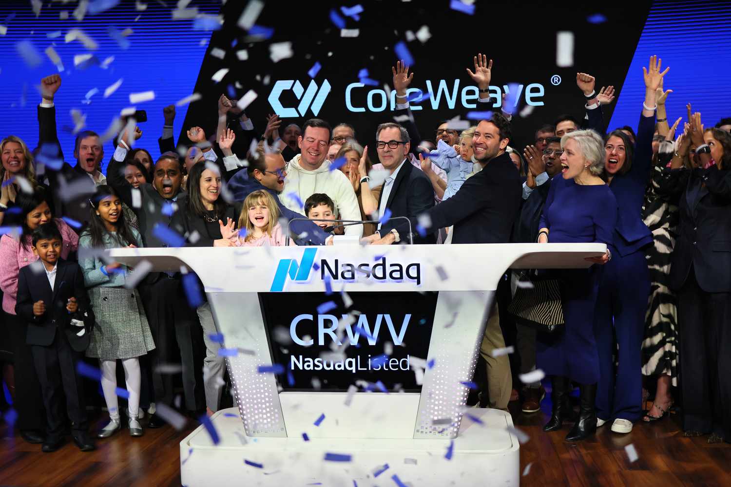 CoreWeave Stock Falls in Second Day of Trading 3 June 14, 2025 10:14 am CoreWeave Stock Falls in Second Day of Trading CoreWeave executives and others at Nasdaq headquarters Friday.