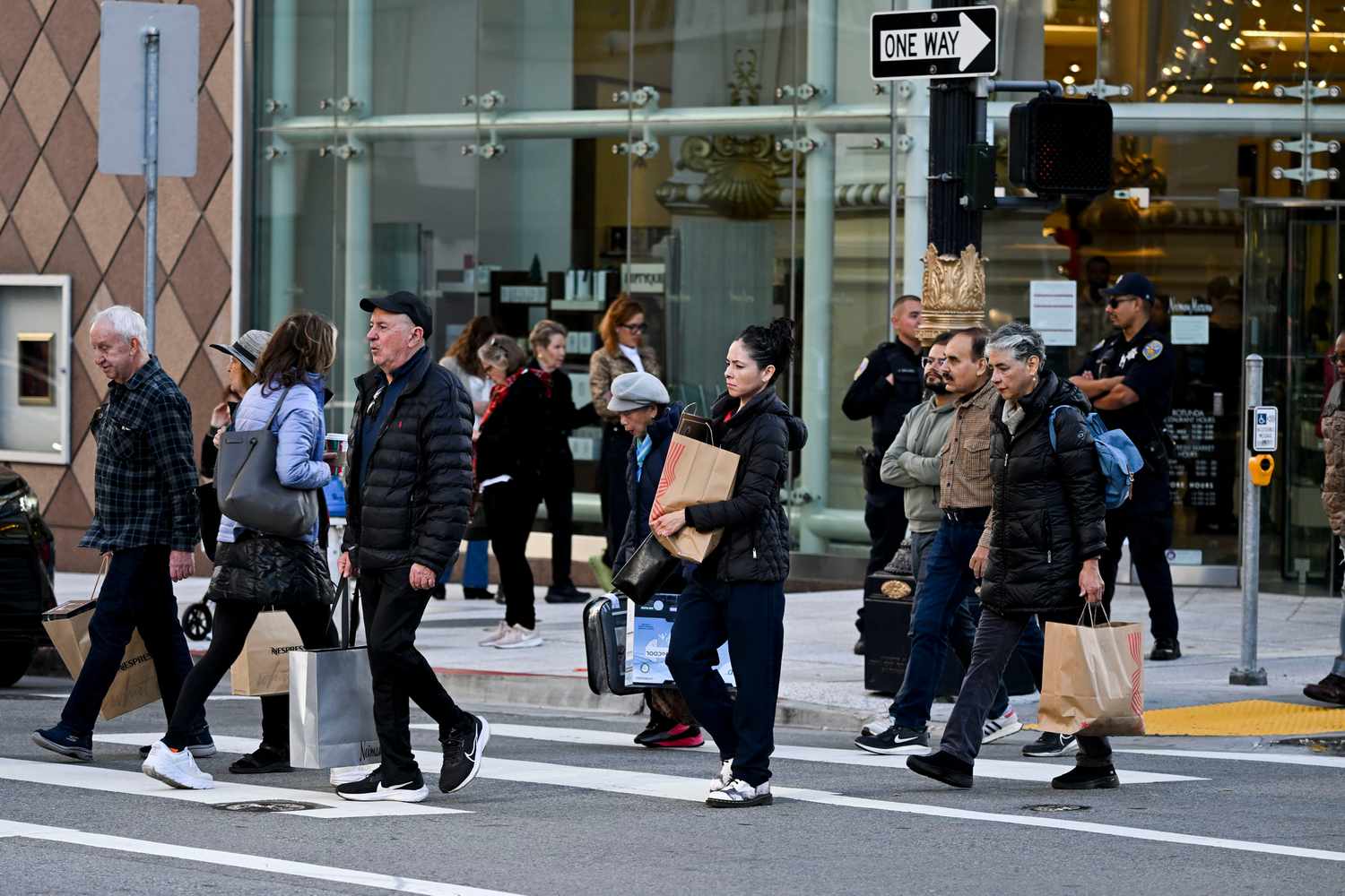 Falling Stocks Threaten A Pillar of the 'Real economy' 3 April 19, 2025 11:45 pm Falling Stocks Threaten A Pillar of the 'Real economy' Shoppers carry bags on Black Friday in the Union Square area of San Francisco on Friday, Nov. 29, 2024
